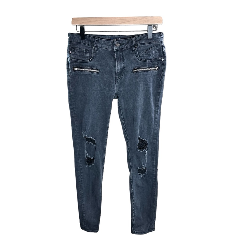 Vigoss The Chelsea Distressed Black Skinny Jeans with Zipper Details SZ W31 L28